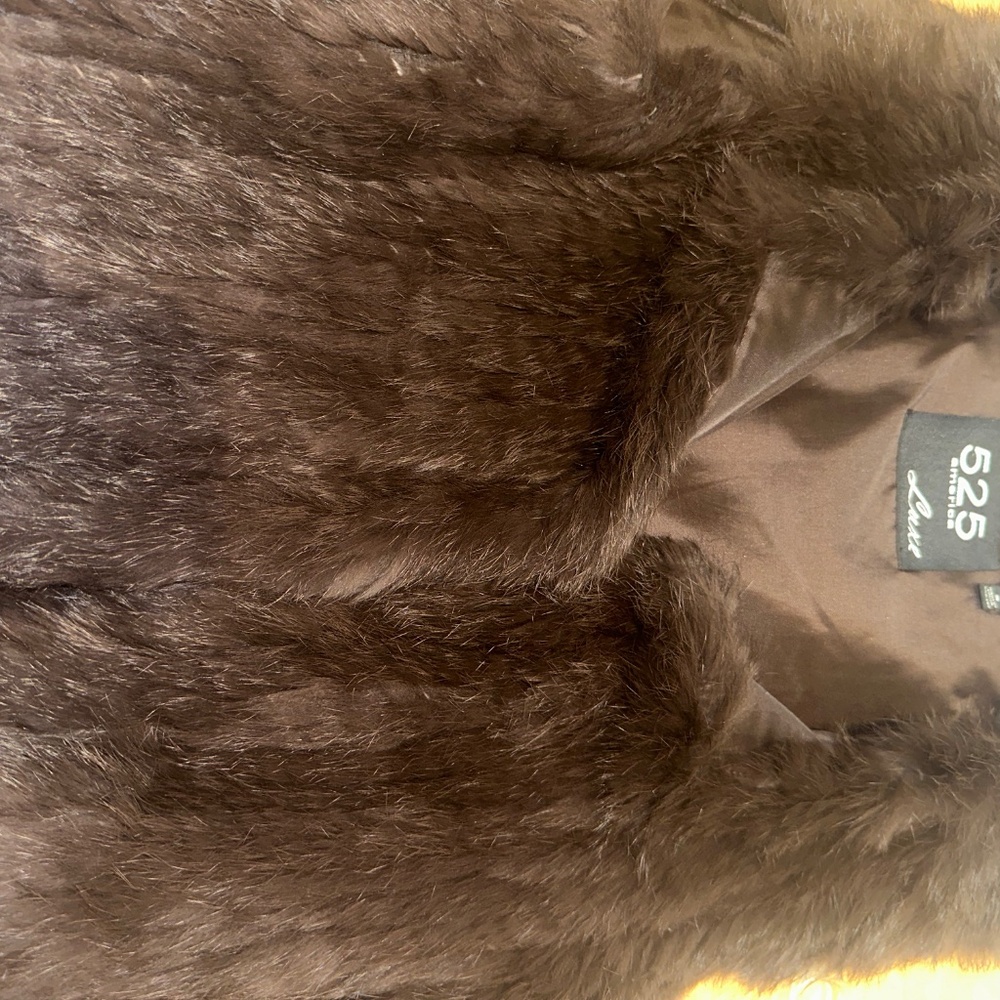 525 America Revolve Women’s Natural Rabbit Fur Brown Vest Small - Picture 7 of 13